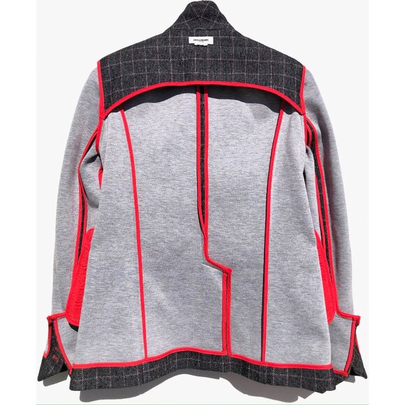 Zadig & Voltaire blazer jacket women size 38 wool blend windowpane plaid black - Picture 8 of 10